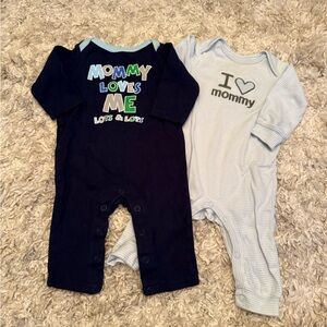 Carter's Blue and Black Footies One Piece Set